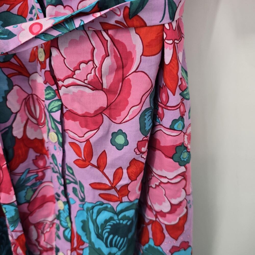 Talbots Pink Floral Shirt Midi Dress Cotton Lined Plus Petite 18W - Picture 6 of 13